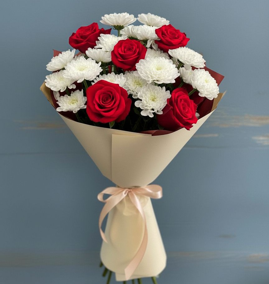 Букет цветов из: Розы и Хризантемы в Ступино