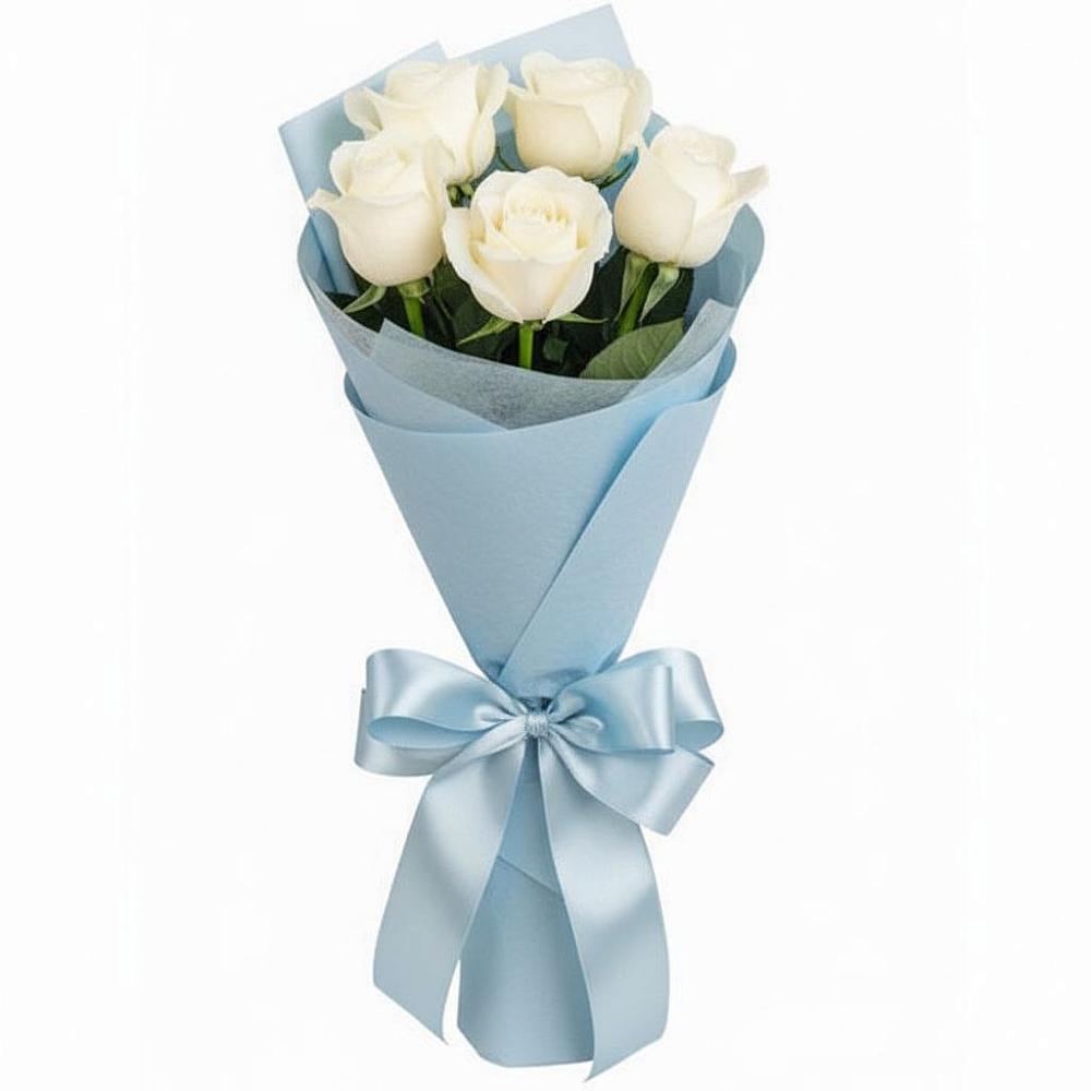Букет 5 Белых роз Проуд в Ступино