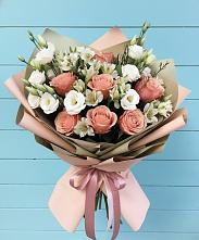 Букет цветов из:  Розы, Альстромерии и Лизиантусы в Ступино