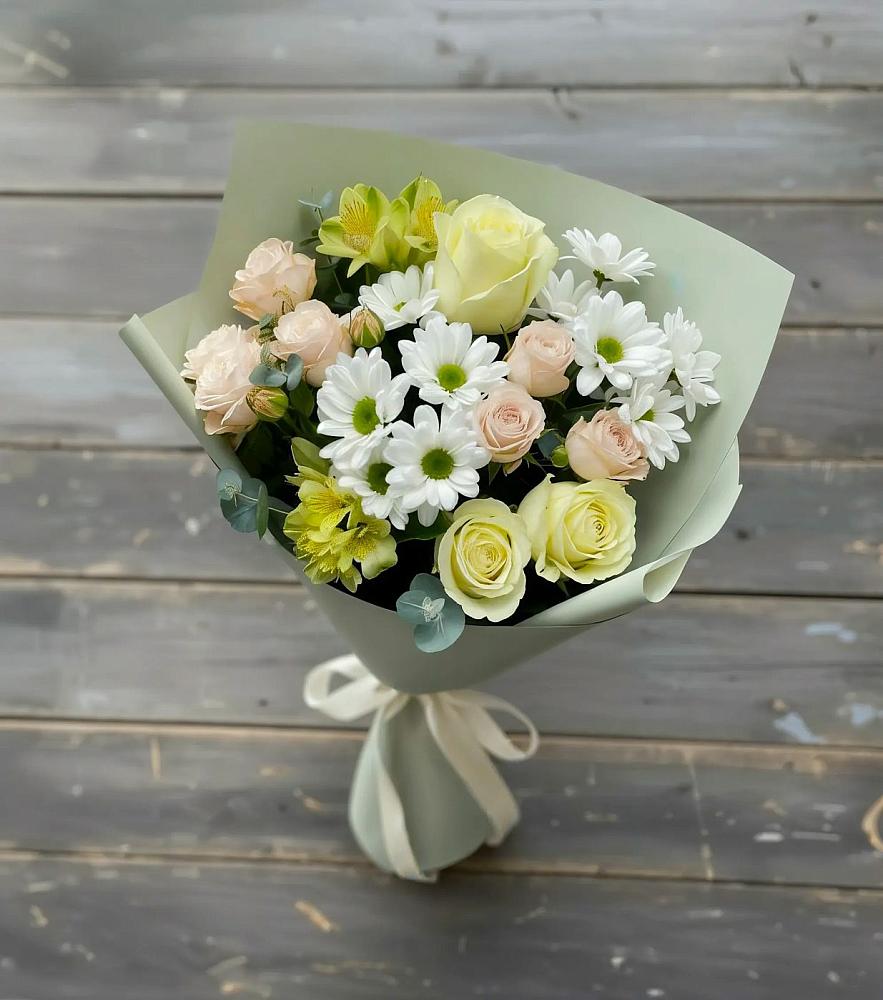 Букет цветов из: Альстромерии, Розы и Хризантемы в Ступино