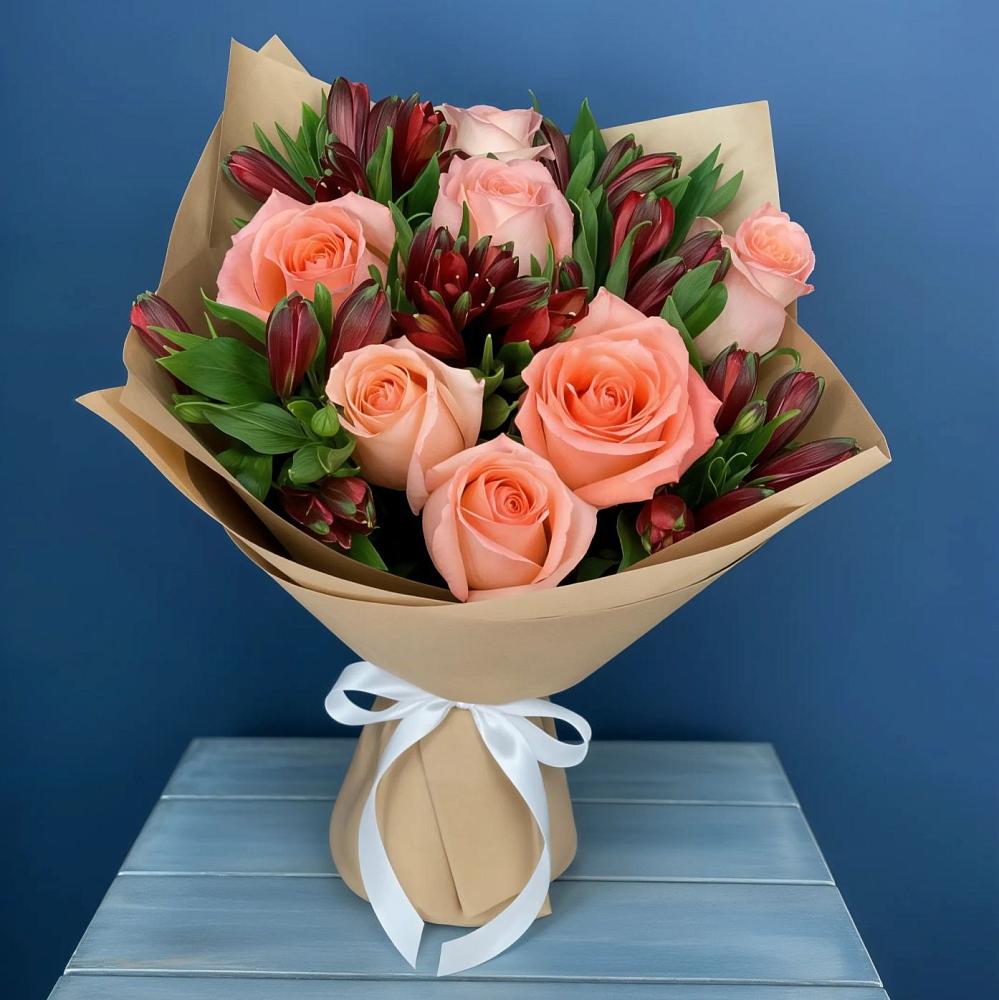 Букет цветов из: Розы и Альстромерии в Ступино