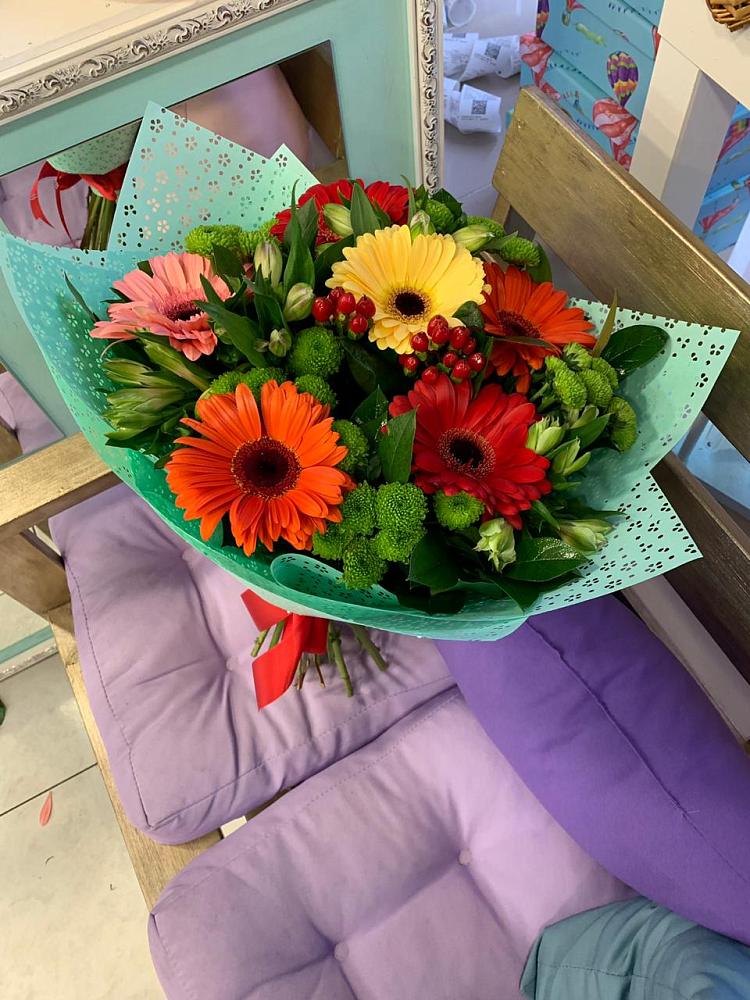 Букет цветов из: Герберы, Хризантемы и Альстромерии в Ступино