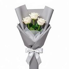 Букет 3 белые розы в Ступино
