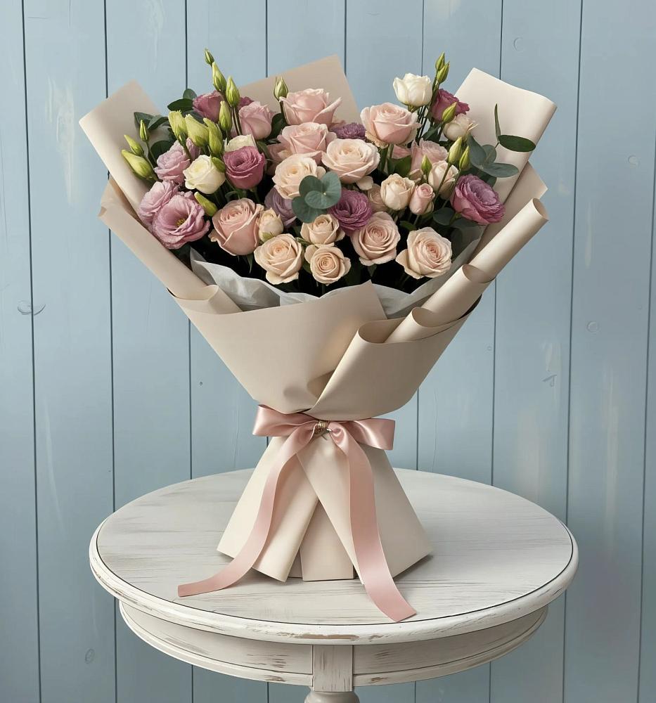 Букет цветов из: Розы и Лизиантусы в Ступино