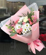 Букет цветов из:  Розы, Лизиантусы и Хризантемы в Ступино