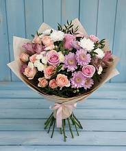 Букет цветов из:  Хризантемы, Розы и Альстромерии в Ступино