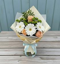Букет цветов из:  Герберы, Розы и Хризантемы в Ступино