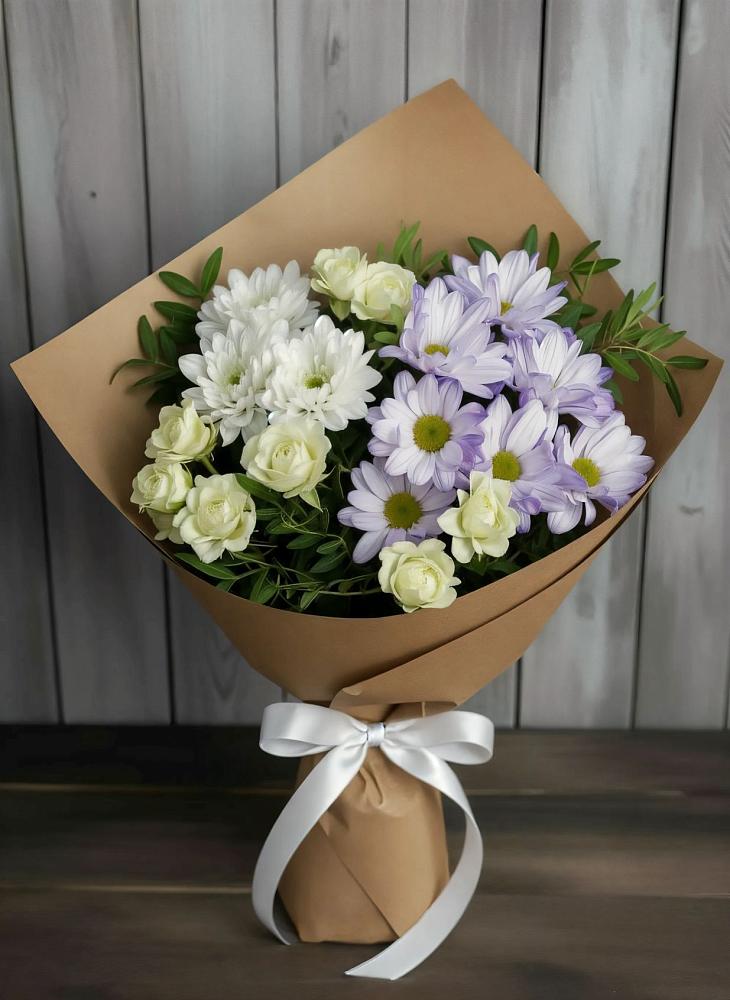 Букет цветов из: Хризантемы и Розы в Ступино